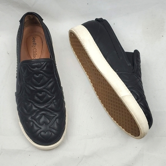 See By‎ Chloe Black Leather Slip On Sneaker - Picture 2 of 9